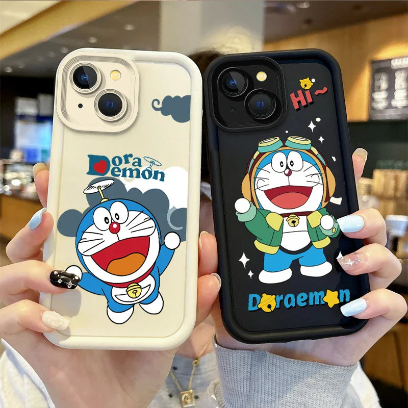 Lovely Doraemon Cartoon Liquid Silicone Phone Case