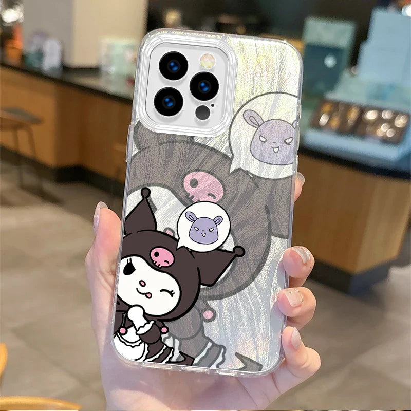 Cute Kuromi Cartoon Feather Yarn Phone Case