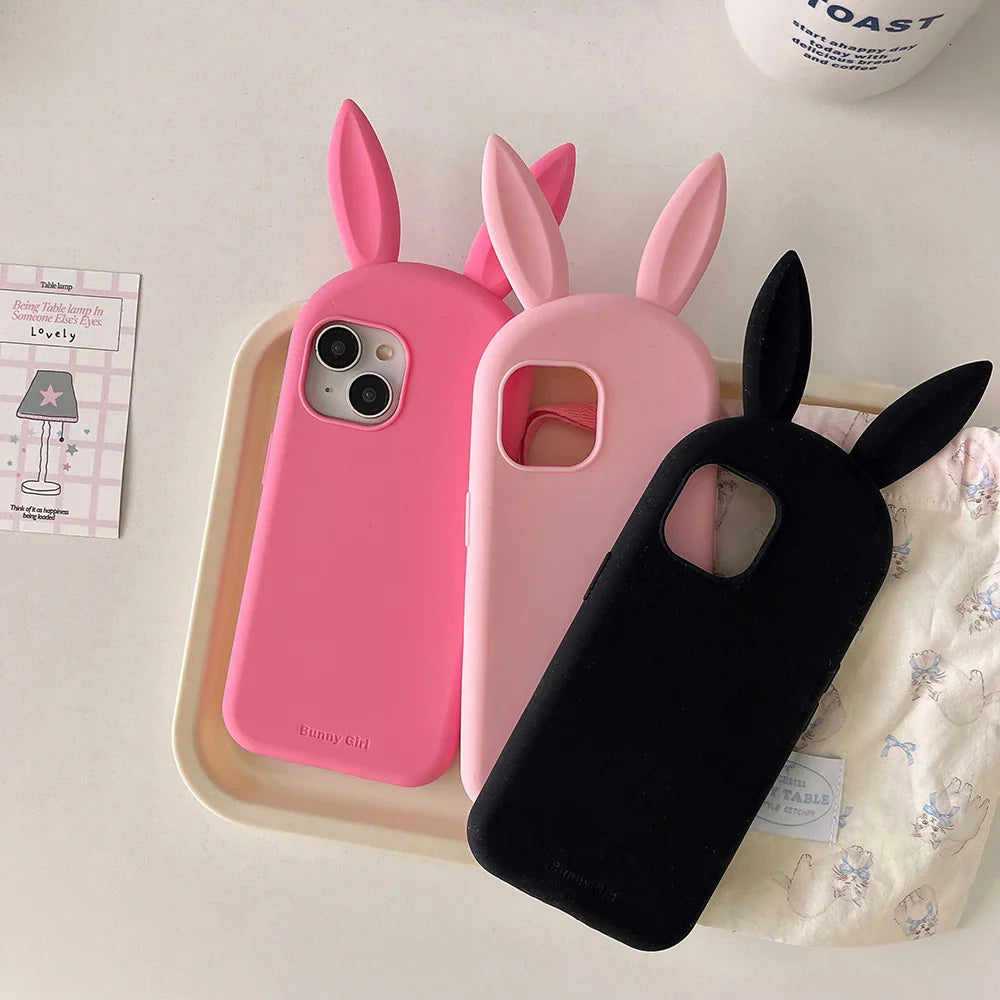 Cute Bunny Rabbit Ear Case Funny 3D Cartoon Shock Proof Phone Case