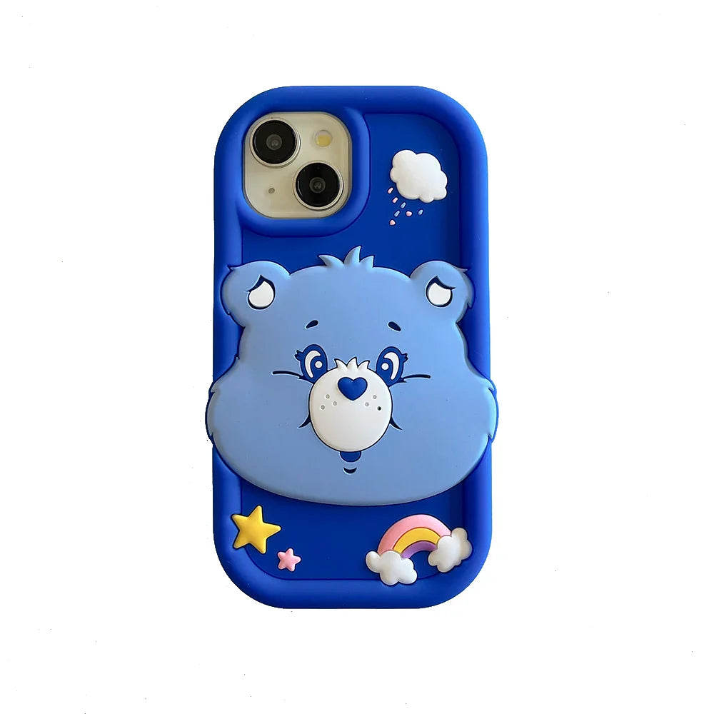 Cute 3D Cartoon Blue Rainbow Bear Soft Silicone Phone Case