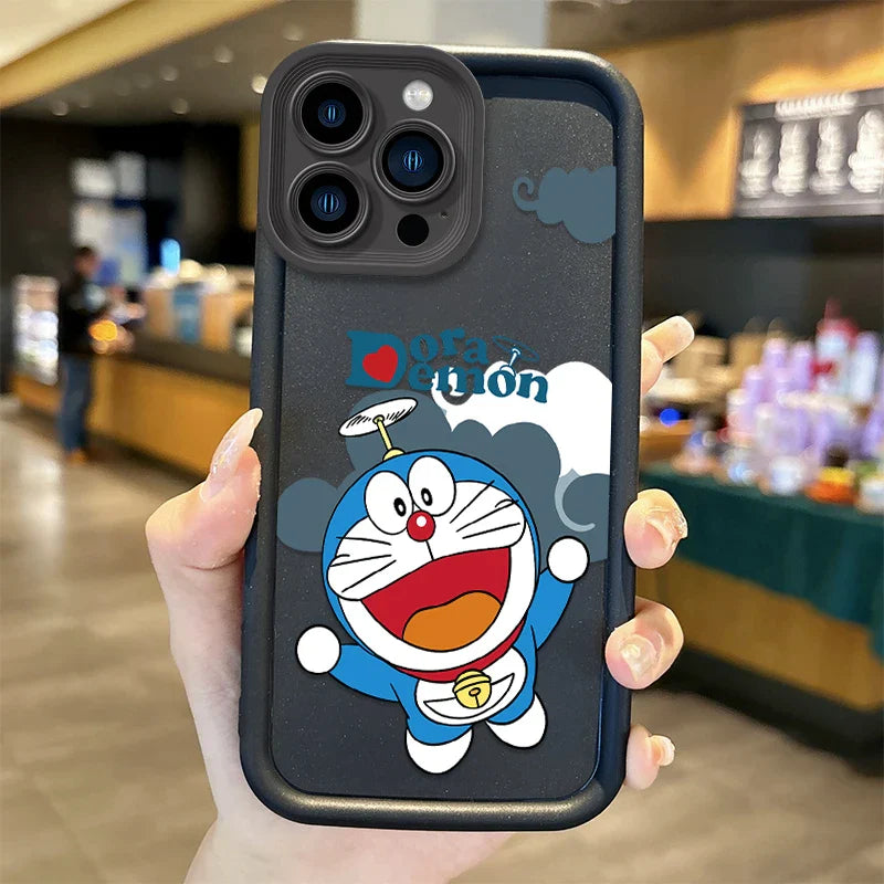 Lovely Doraemon Cartoon Liquid Silicone Phone Case