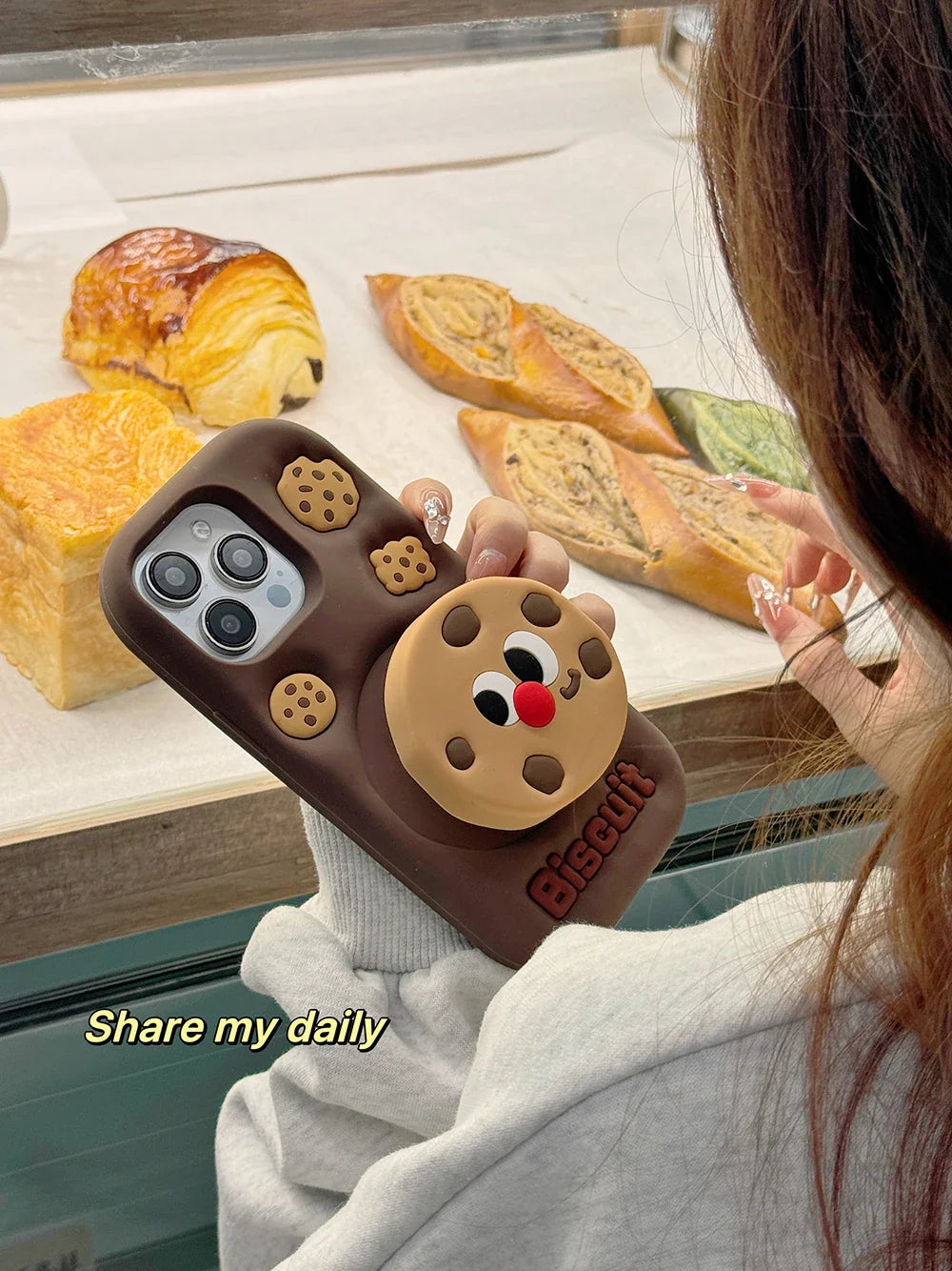 Funny Stand Holder Cookies Soft Silicone Phone Case