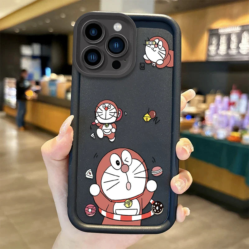 Lovely Doraemon Cartoon Liquid Silicone Phone Case
