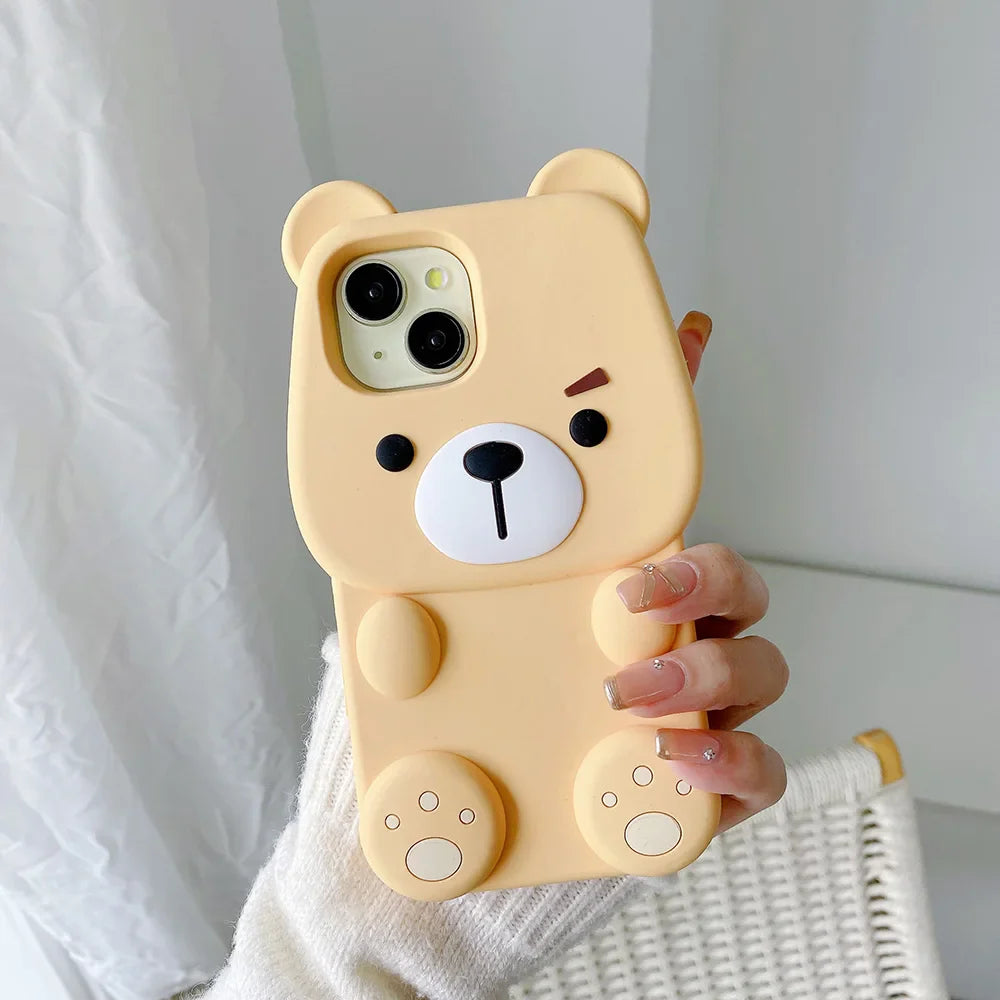 Cute 3D Cartoon Bear Soft Silicone Phone Case