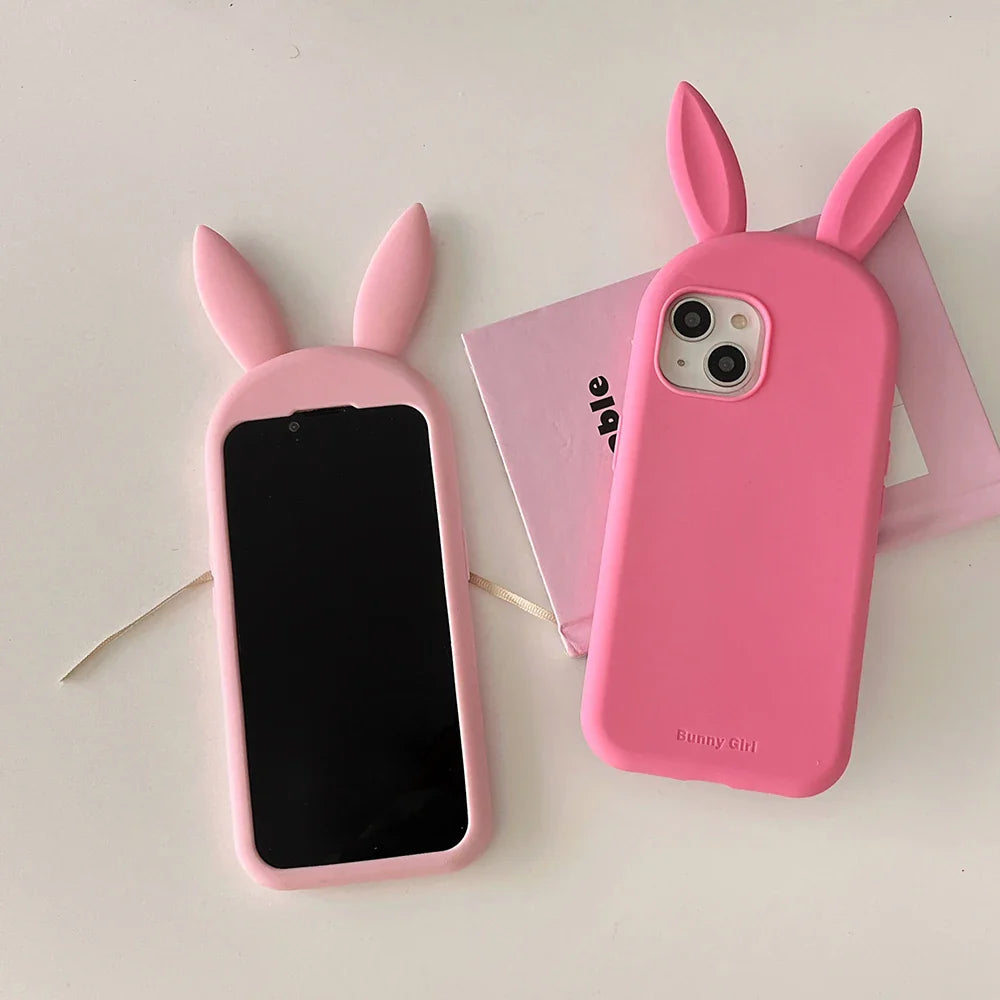 Cute Bunny Rabbit Ear Case Funny 3D Cartoon Shock Proof Phone Case