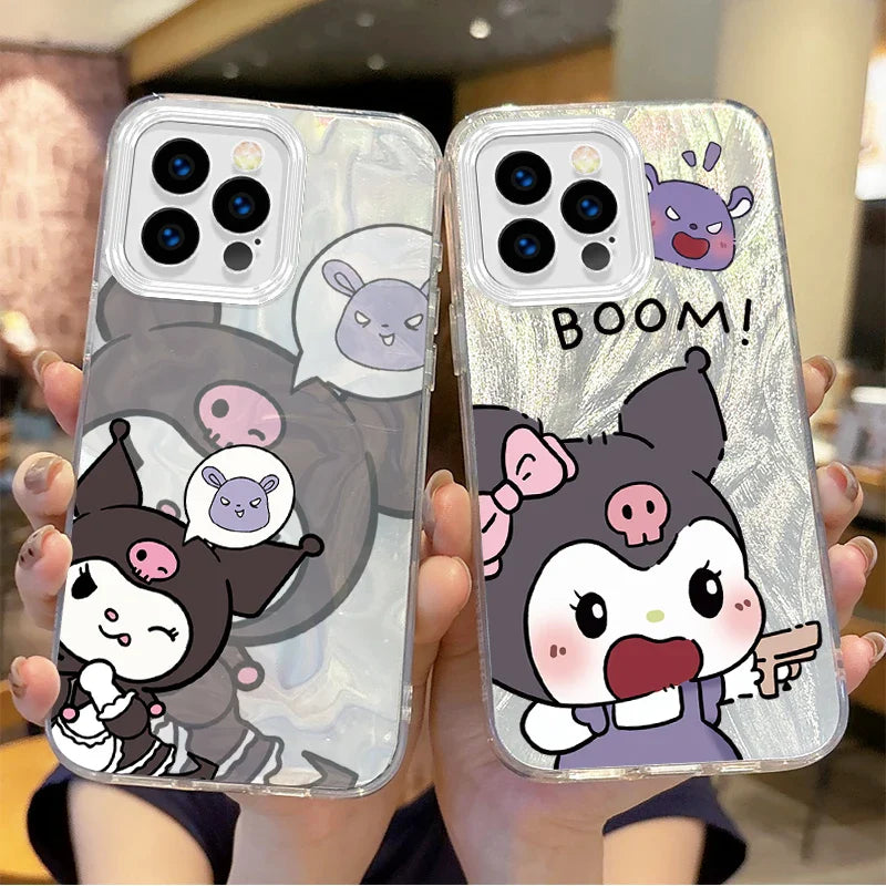 Cute Kuromi Cartoon Feather Yarn Phone Case