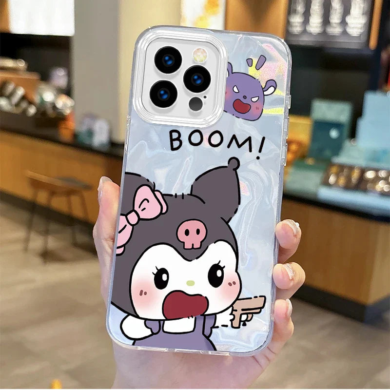 Cute Kuromi Cartoon Feather Yarn Phone Case