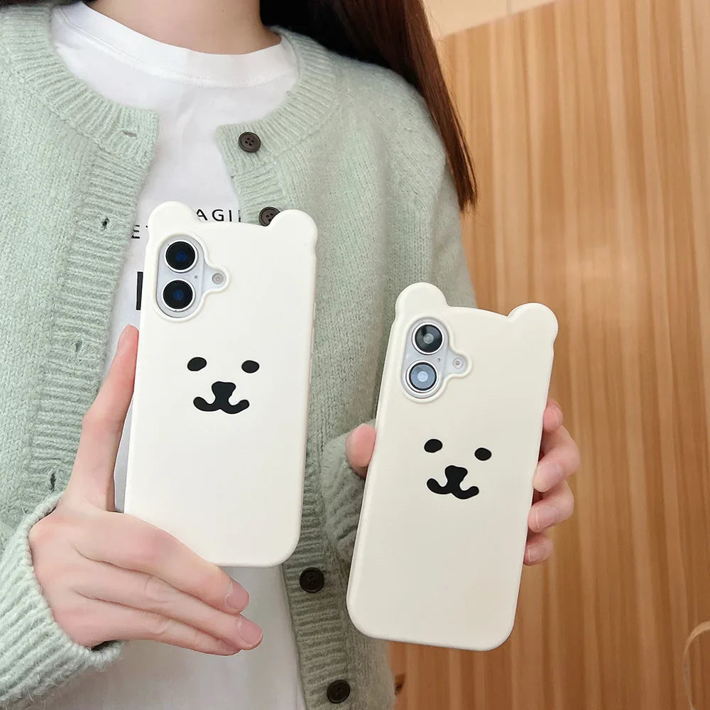 Cartoon White Bear Cover Soft Silicone Phone Case