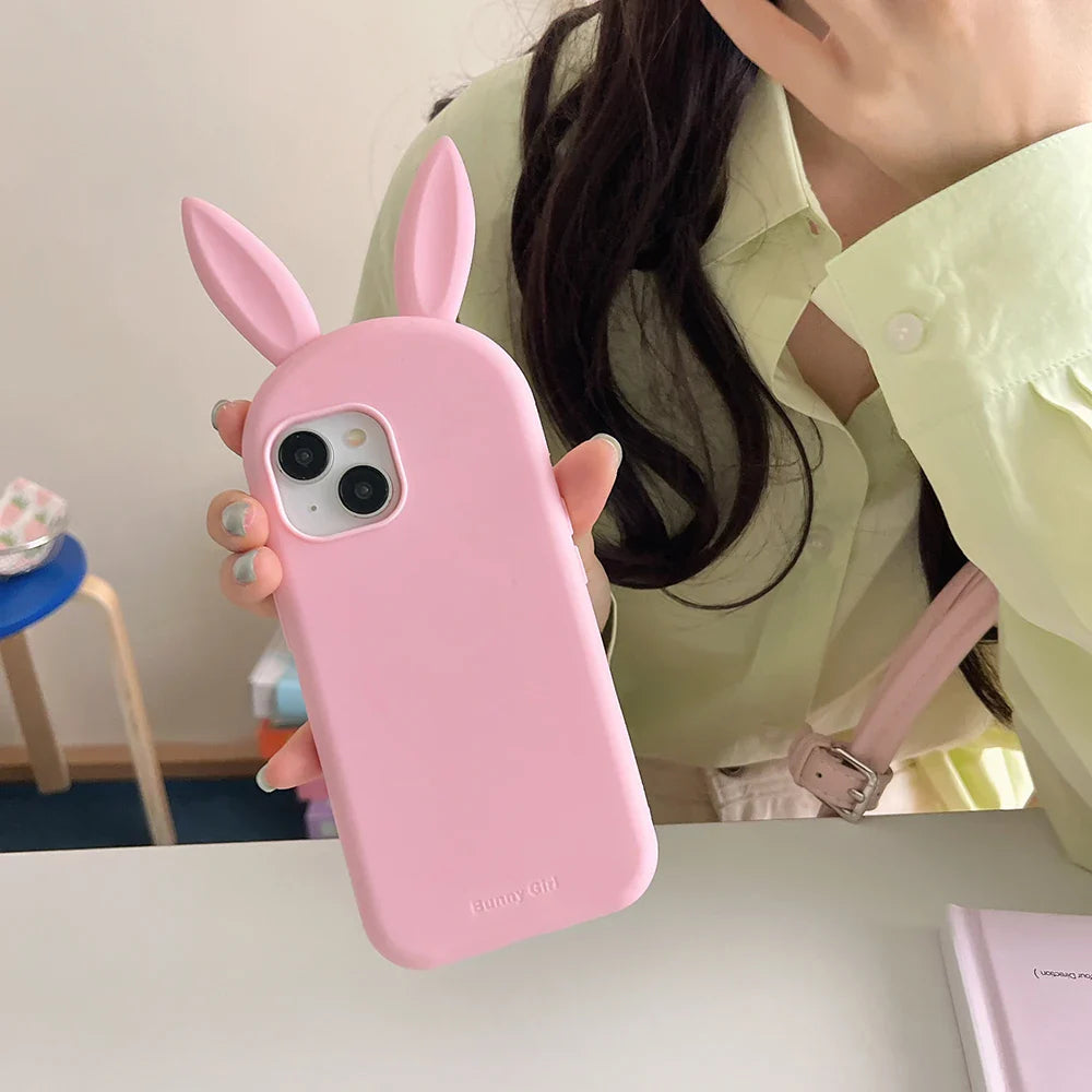 Cute Bunny Rabbit Ear Case Funny 3D Cartoon Shock Proof Phone Case