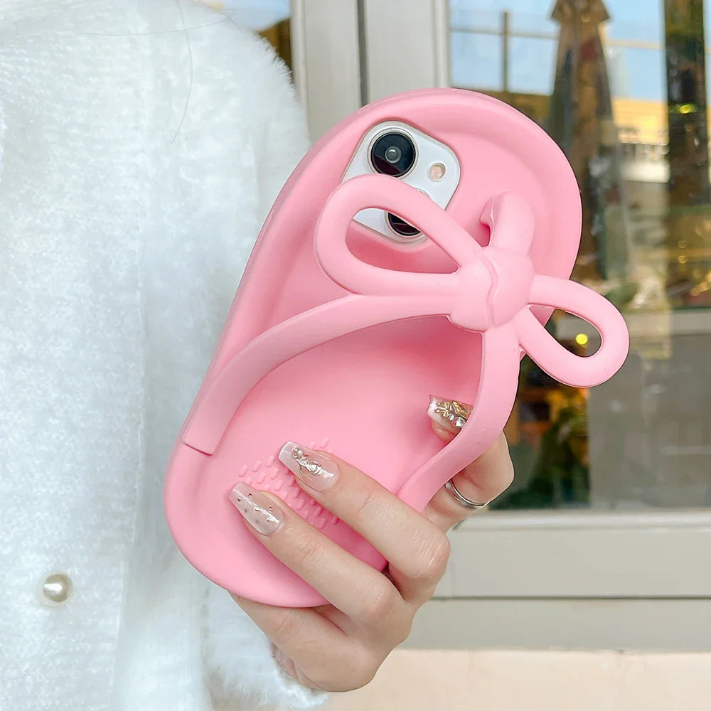 Funny 3D Flower Flip-flops Soft Silicone Phone Case