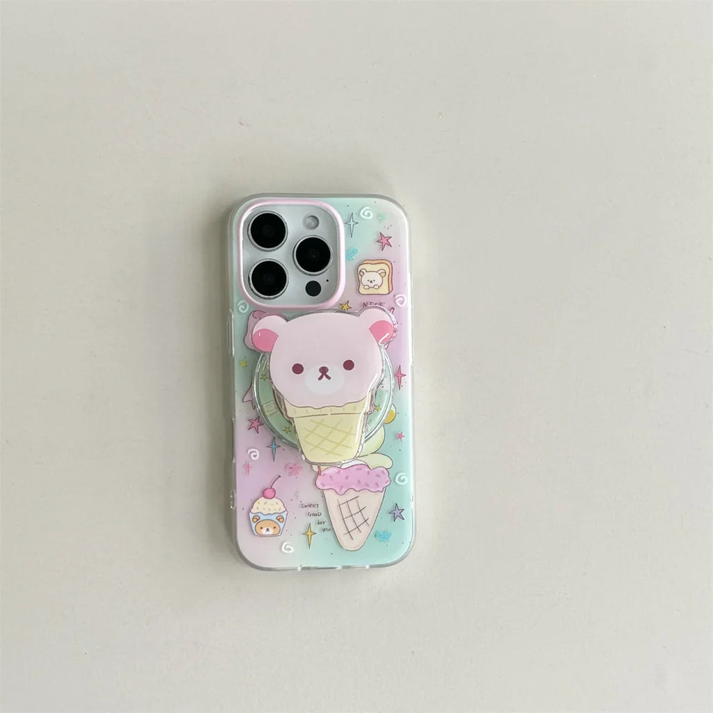 Cute ice cream is easily attracted by bear magnets Phone Case