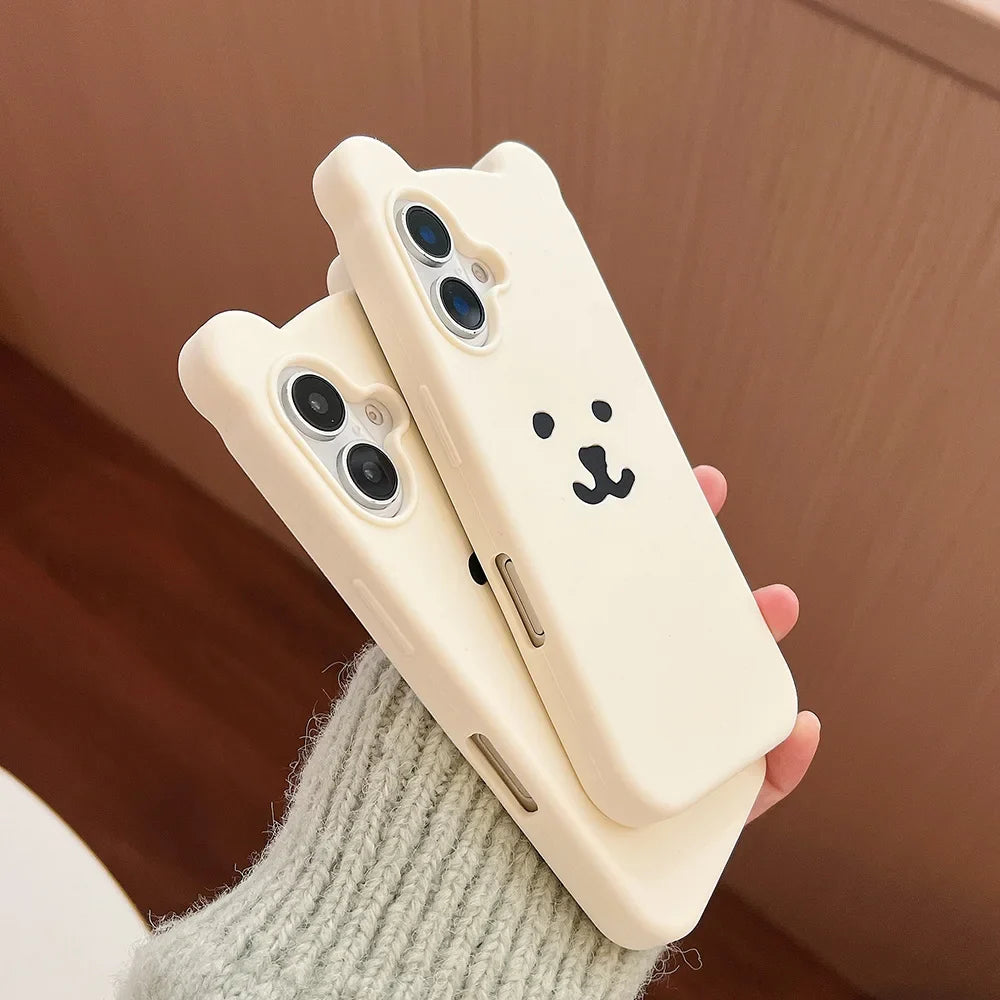 Cartoon White Bear Cover Soft Silicone Phone Case
