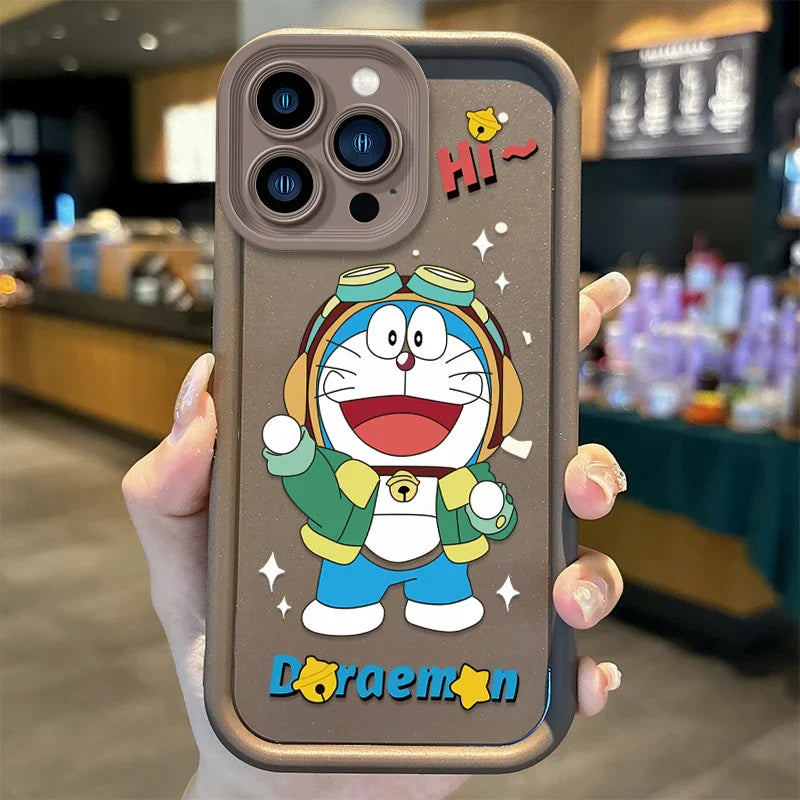 Lovely Doraemon Cartoon Liquid Silicone Phone Case