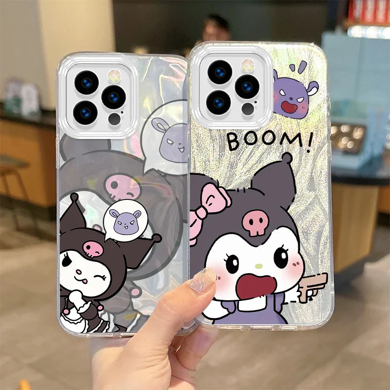 Cute Kuromi Cartoon Feather Yarn Phone Case