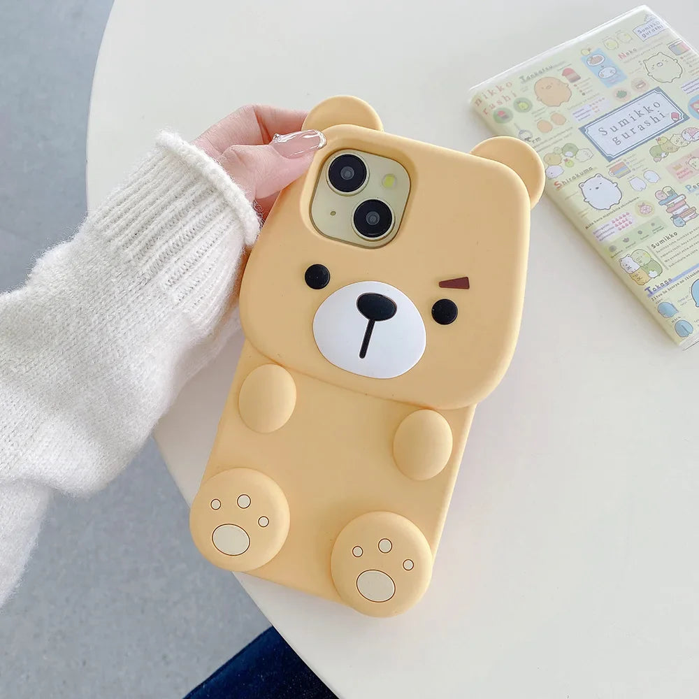 Cute 3D Cartoon Bear Soft Silicone Phone Case