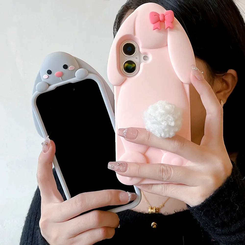 Cute Cartoon Benny Rabbit Hairball Tail Holder Phone Case