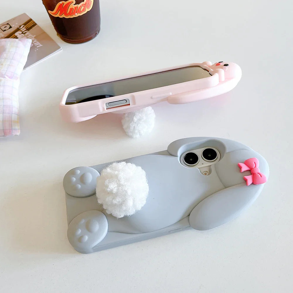 Cute Cartoon Benny Rabbit Hairball Tail Holder Phone Case