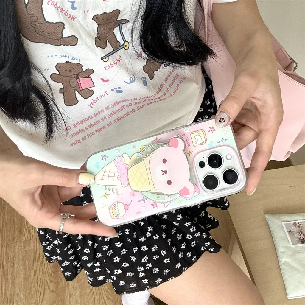 Cute ice cream is easily attracted by bear magnets Phone Case