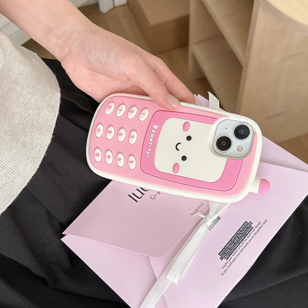 Kawaii 3D Retro Mobile Phone Design Soft Silicone Phone Case