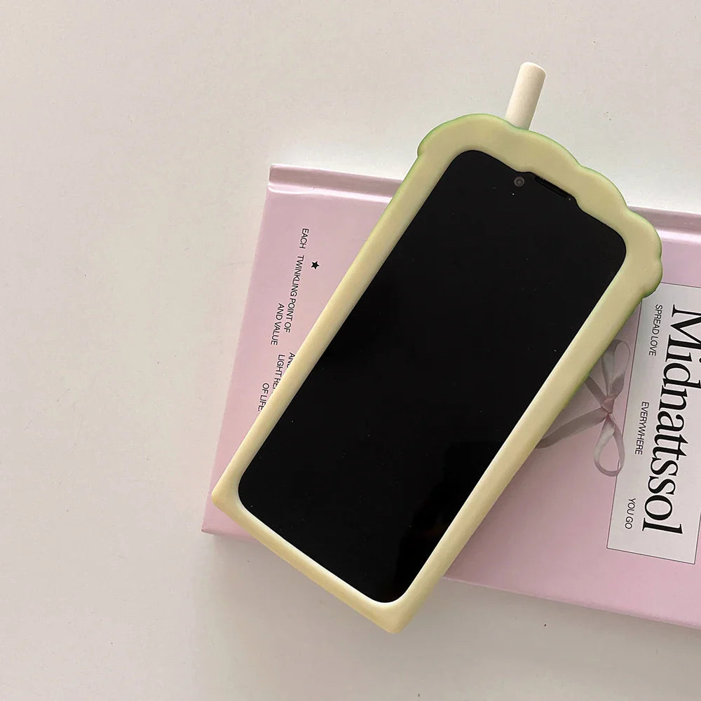 Cute 3D Smile Pearl Milk Tea Cup Phone Case