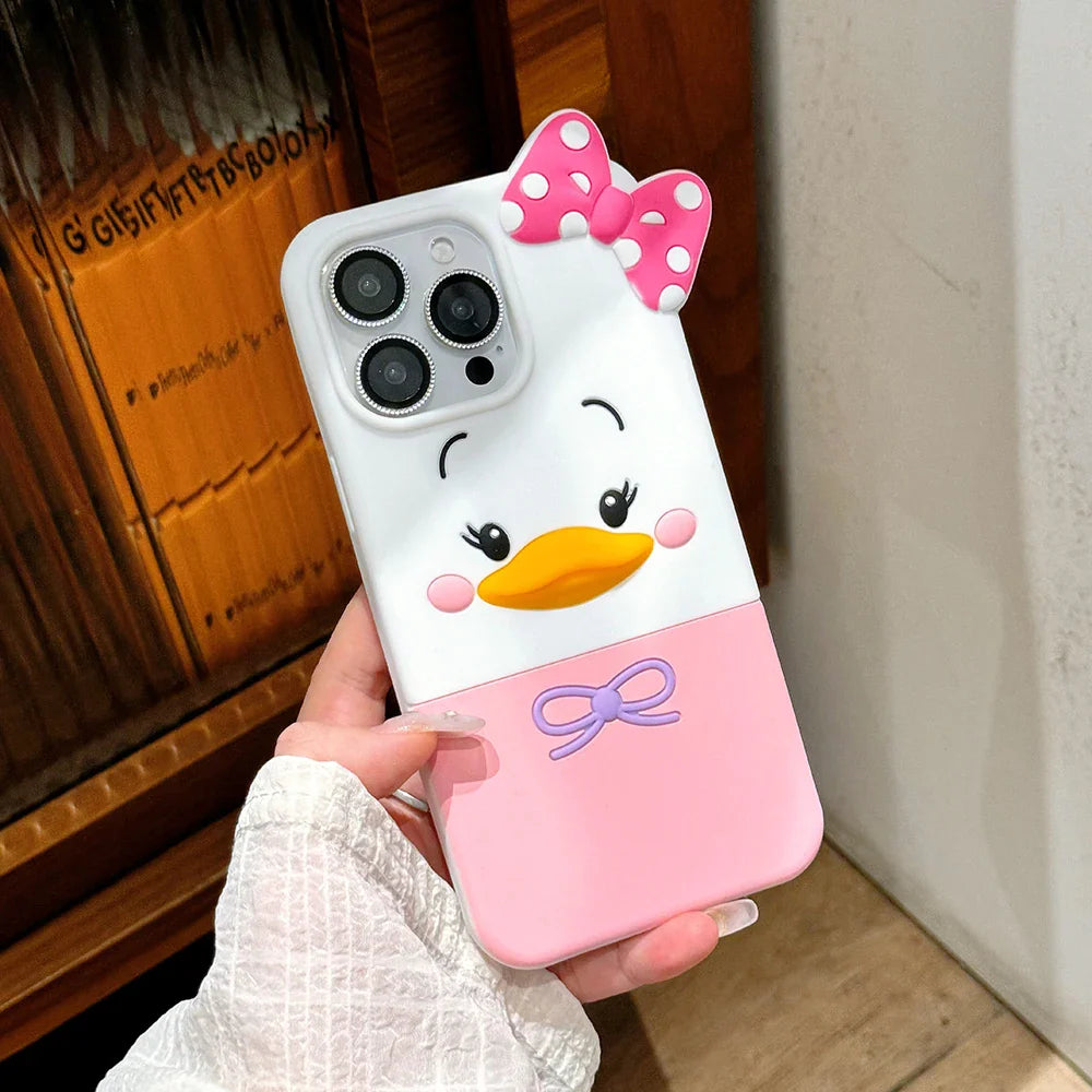 Cute 3D Cartoon Bowknot Duck Soft Silicone Phone Case
