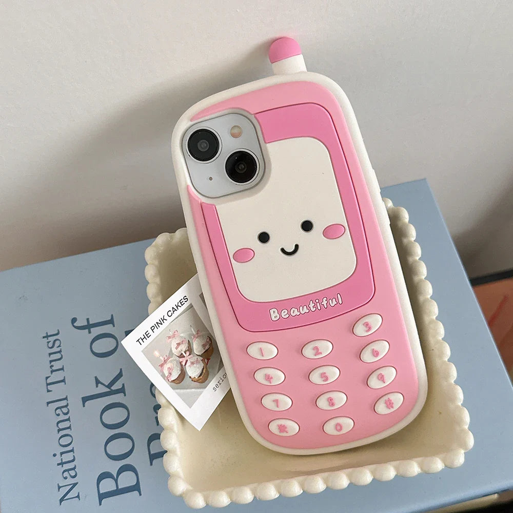 Kawaii 3D Retro Mobile Phone Design Soft Silicone Phone Case
