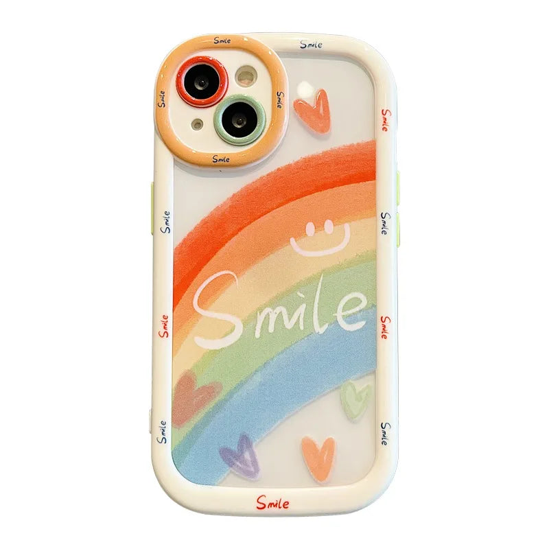 Cute Rainbow Love Heart Smile Shockproof Bumper Back Cover Phone Case