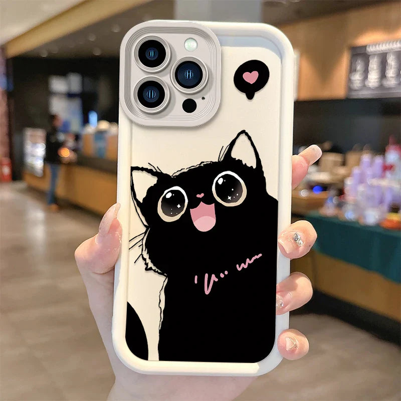 Hot Lovely Black Cat Cartoon Phone Case