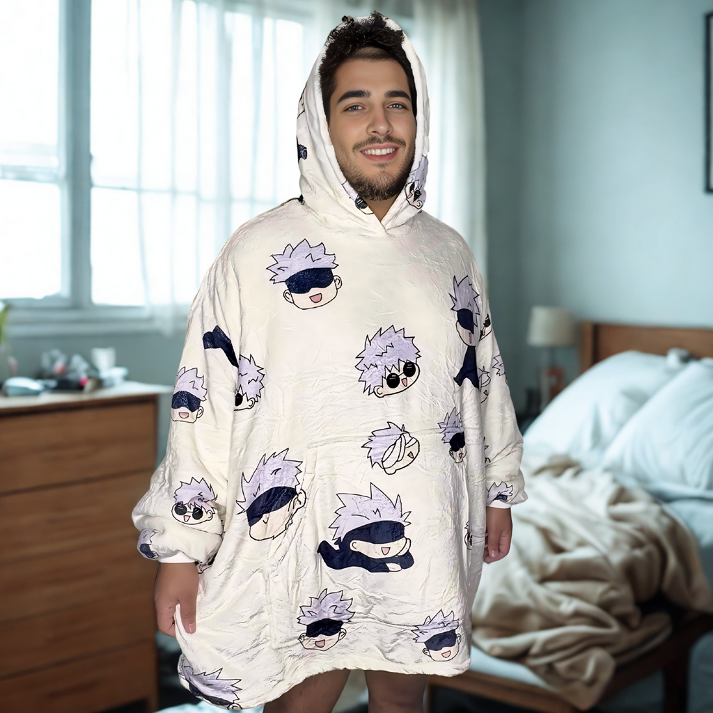 Jujutsu Kaisen Gojo Wearable Blanket Hoodie for Adults & Kids | OLM Toys