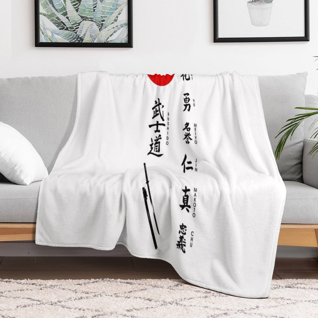 Bushido And Japanese Sun Throw Blanket