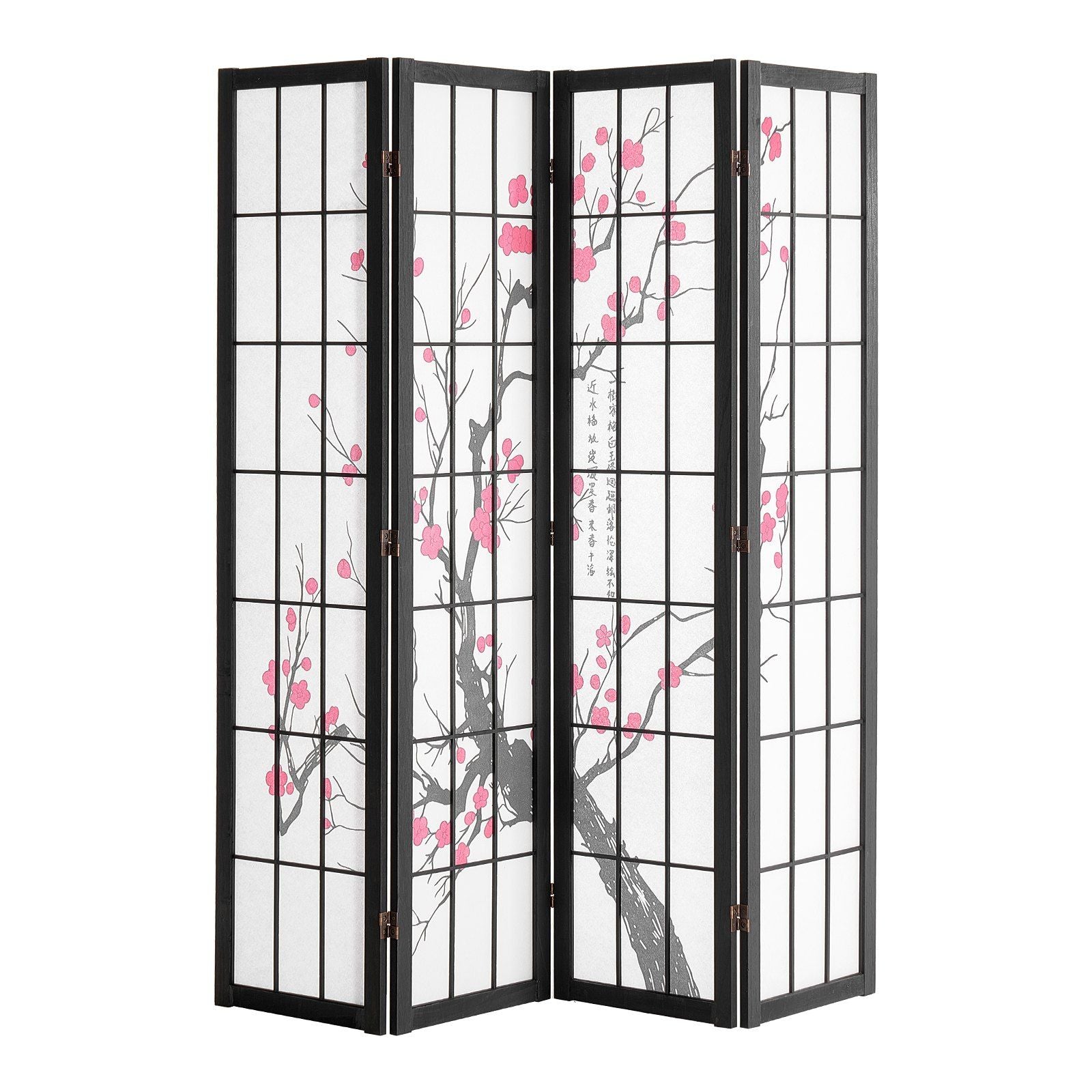 Room Divider, 4 Panel Japanese Room Divider Screen, Wood Folding Privacy Screen Indoor, Japanese Partition Portable Decoration Dividers, for Room Separation Home Office Restaurant & Bedroom