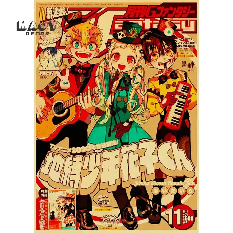 DecorBites™ Vintage Anime Posters: JoJo's Bizarre Adventure, Jujutsu Kaisen, Demon Slayer