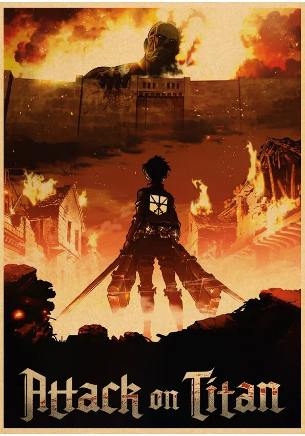 DecorBites™ Vintage Japanese Anime Attack on Titan Poster
