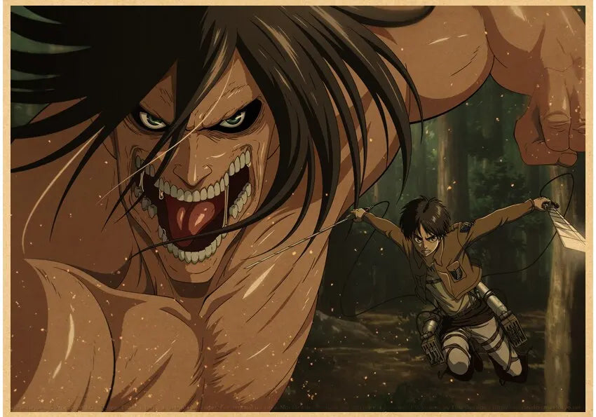 DecorBites™ Vintage Japanese Anime Attack on Titan Poster