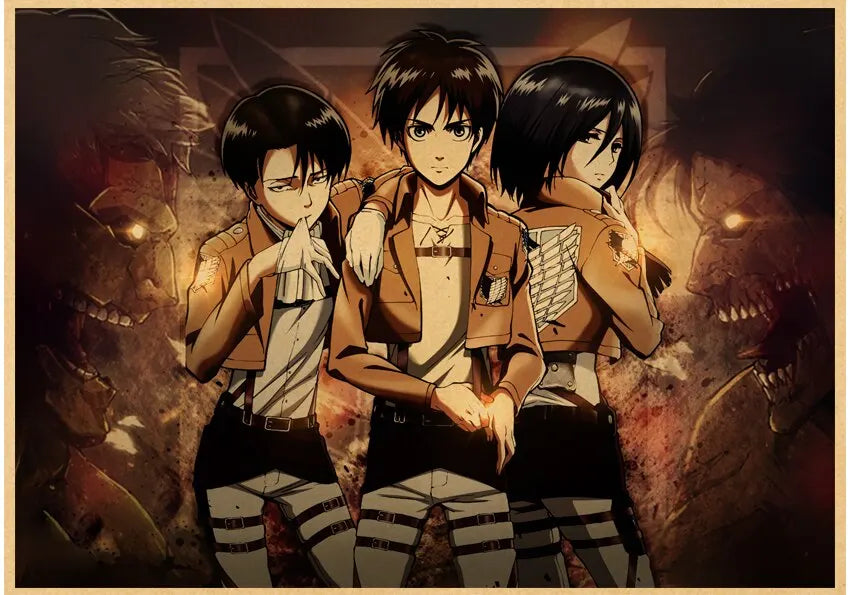 DecorBites™ Vintage Japanese Anime Attack on Titan Poster