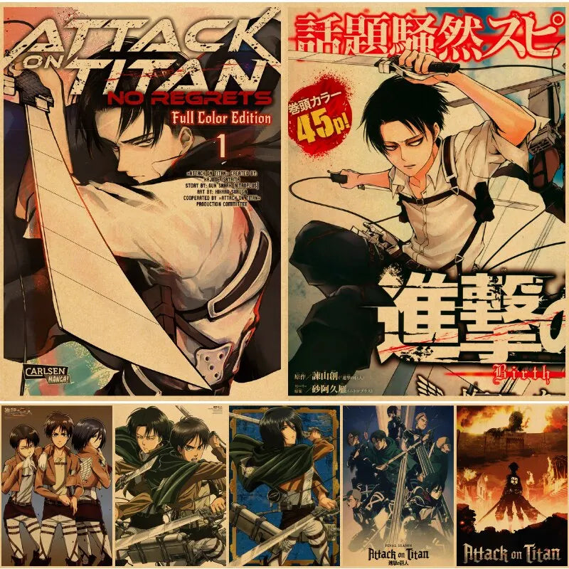 DecorBites™ Vintage Japanese Anime Attack on Titan Poster