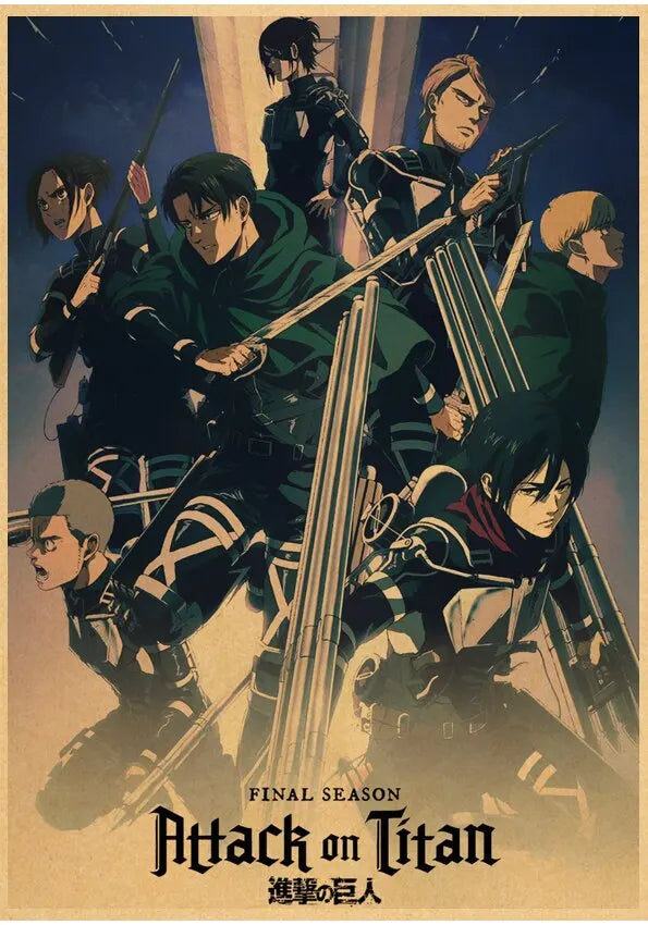 DecorBites™ Vintage Japanese Anime Attack on Titan Poster