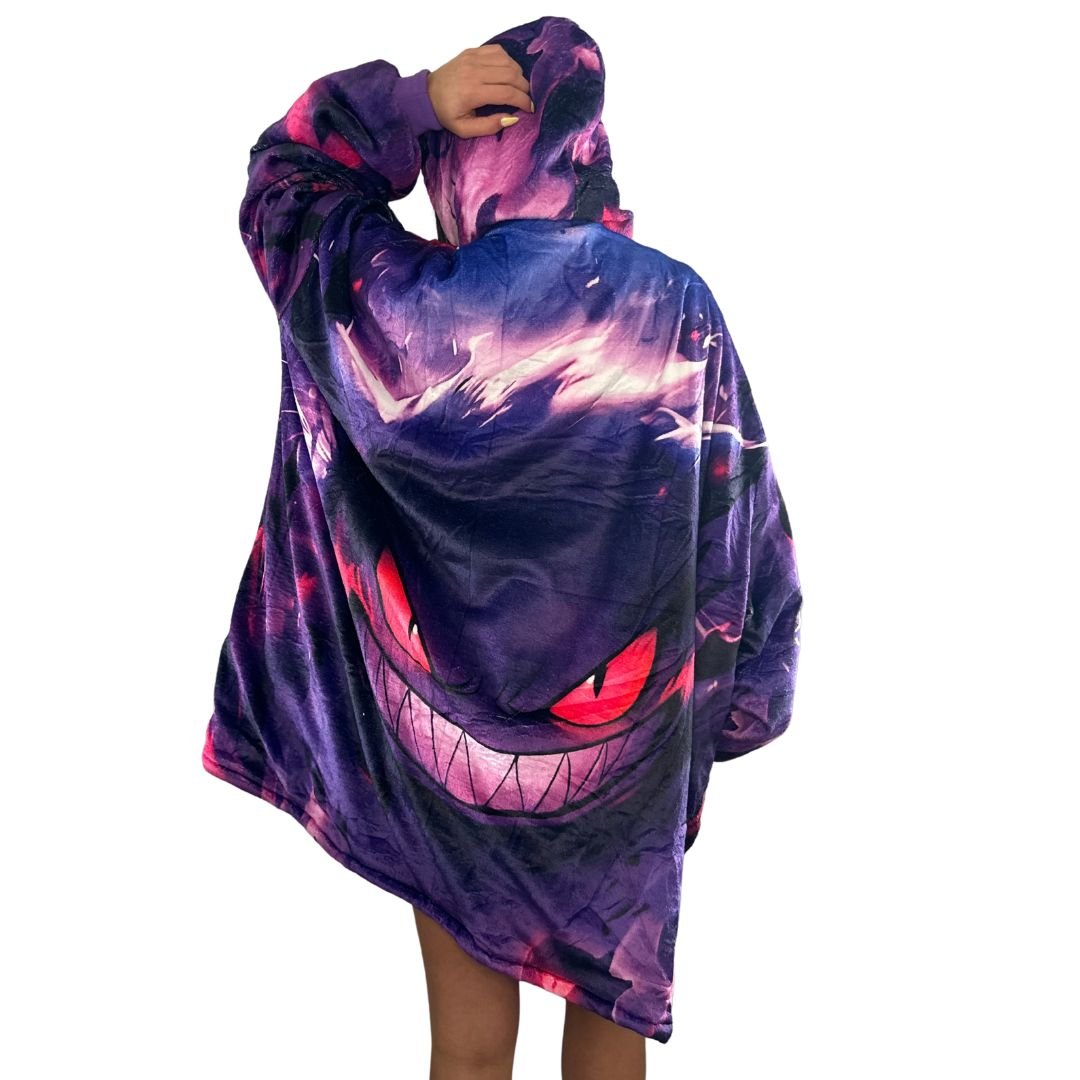 Gengar Wearable Blanket Hoodie for Kids & Adults