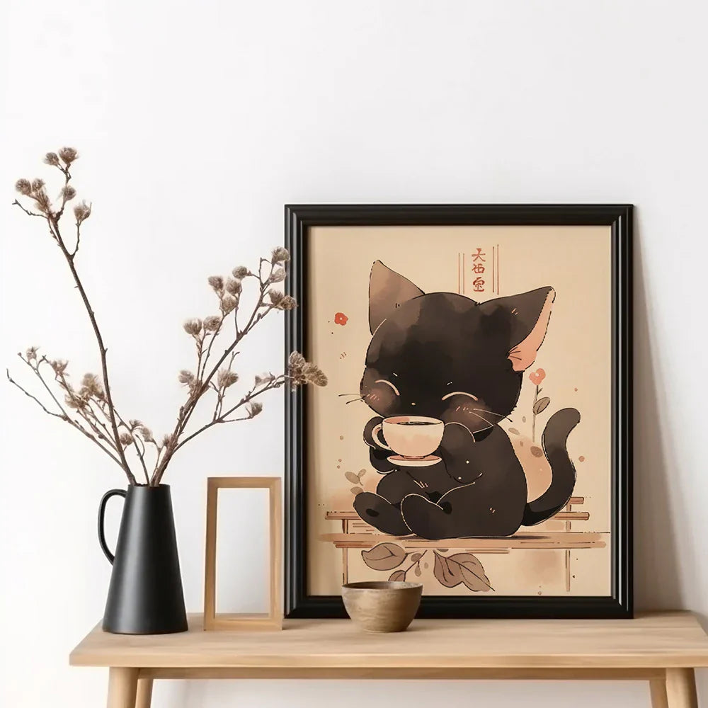 DecorBites™ Japanese Cat Ramen Canvas Wall Art