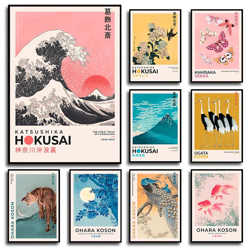 DecorBites™ Japanese Hokusai Art Poster Print for Home Decor