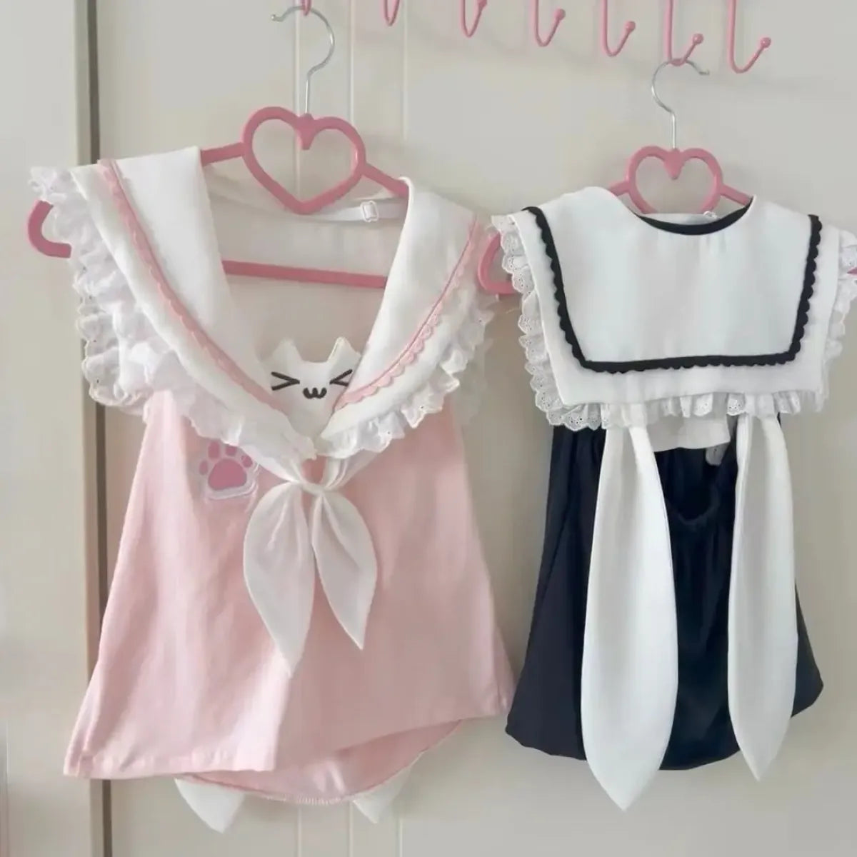 Kawaii Cat Lace Sailor Crop Top