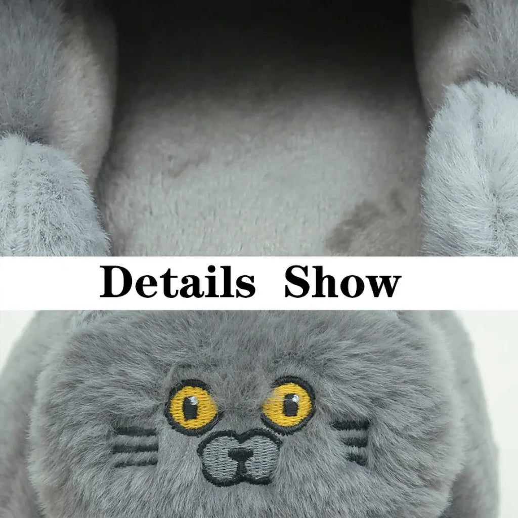 Kawaii Cat Winter Slippers for Women & Men