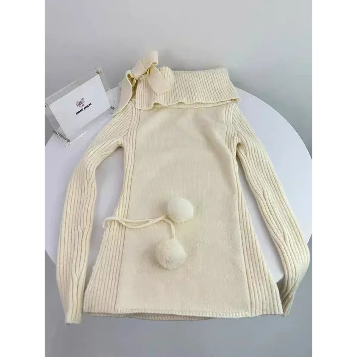 Kawaii Off-Shoulder Knit Lace Set