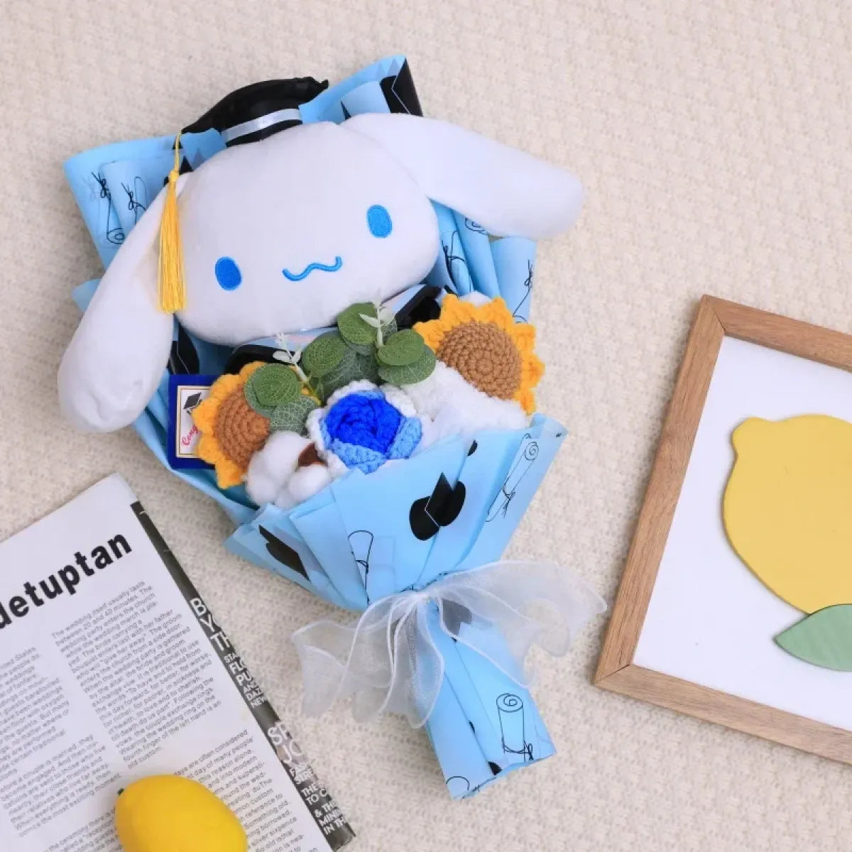 Kawaii Hello Kitty Graduation Plush Bouquet – Crochet Flowers Valentine Gift