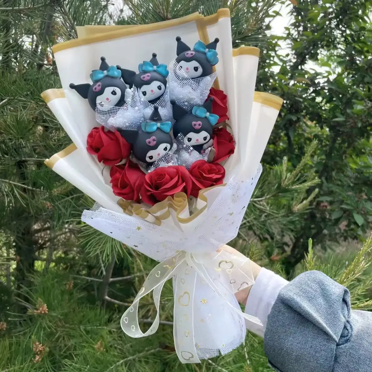 Kawaii Hello Kitty Plush Bouquet – Pink, Red & Purple Valentine's Gift