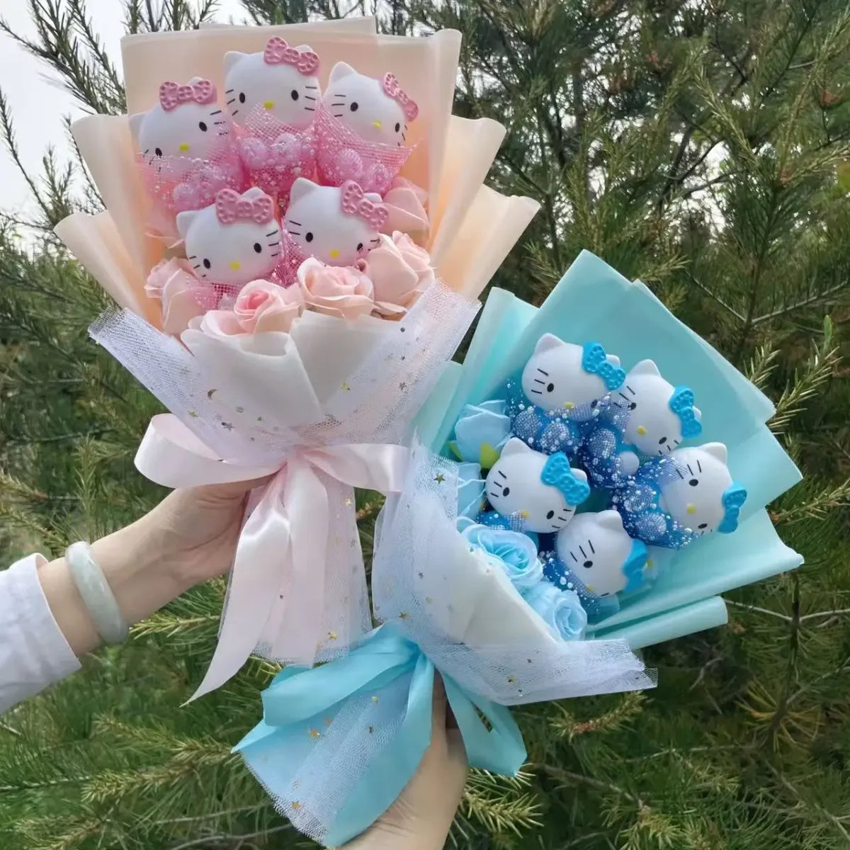 Kawaii Hello Kitty Plush Bouquet – Pink, Red & Purple Valentine's Gift