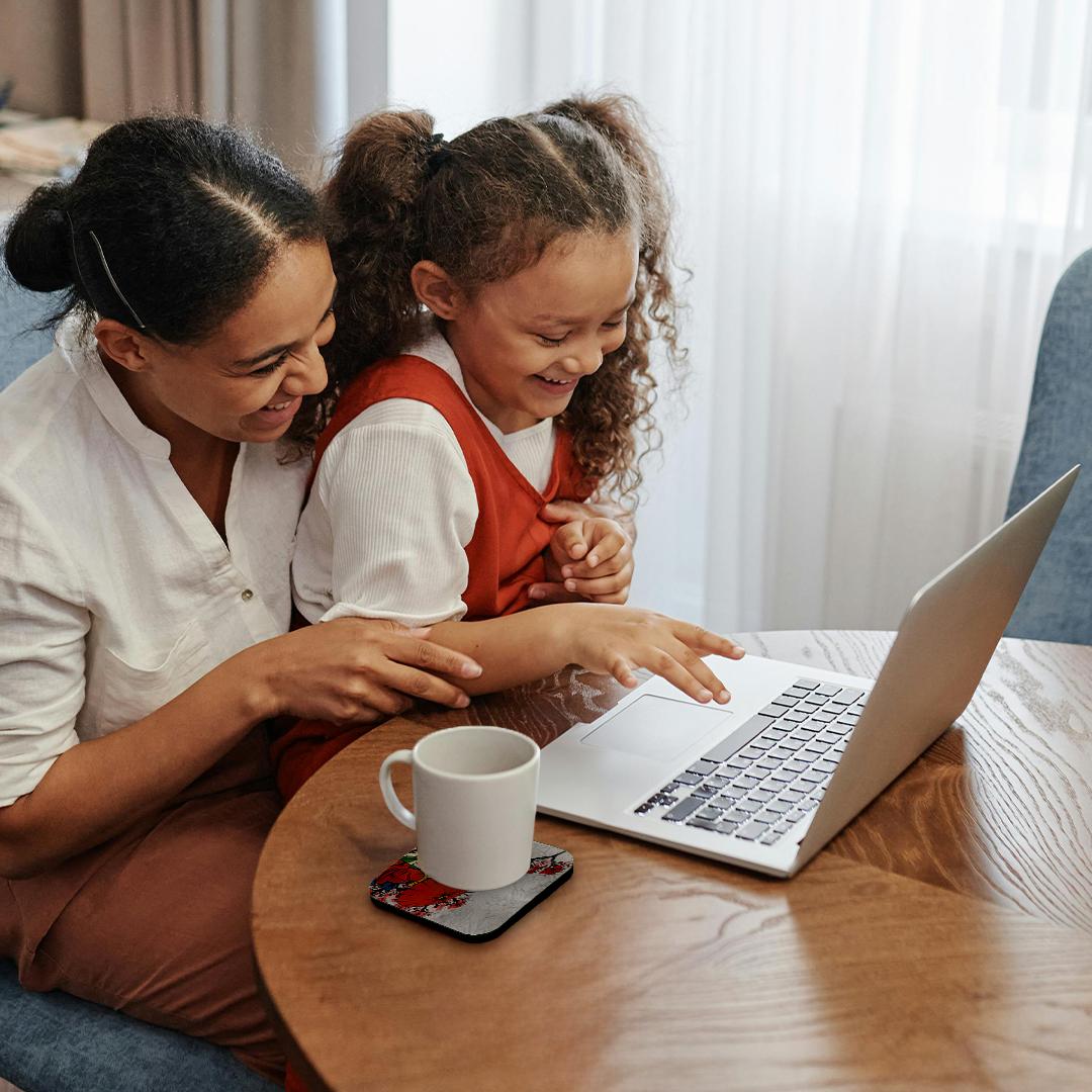 3dRose Dooni Designs Oriental Inspired Designs - Lovely Japanese Geisha with Umbrella and Sakura Cherry Blossom Flowers Illustration - Coasters