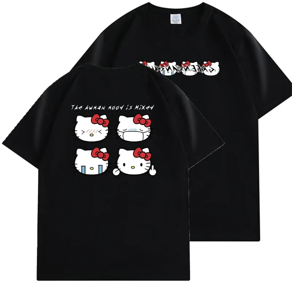 Kawaii Hello Kitty Harajuku Ullzang T Shirt Women Cute Anime Y2K Streetwear T-shirt Cartoon Fashion Summer Tshirt Female Girls