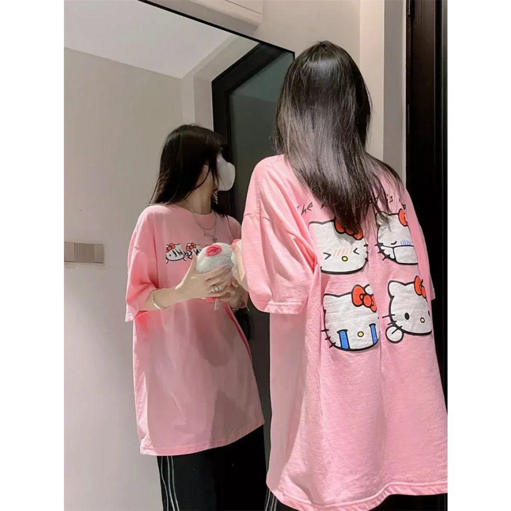 Kawaii Hello Kitty Harajuku Ullzang T Shirt Women Cute Anime Y2K Streetwear T-shirt Cartoon Fashion Summer Tshirt Female Girls