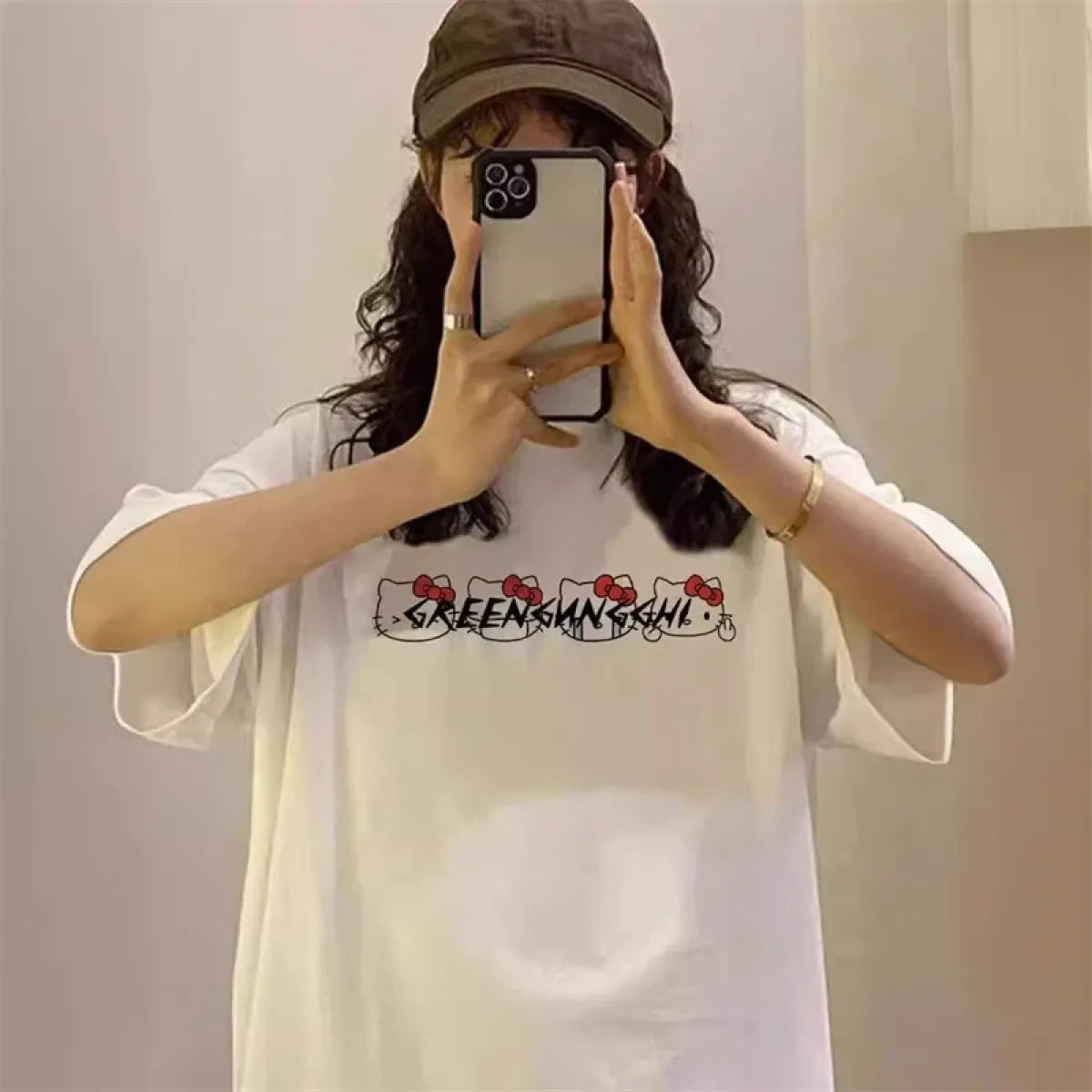 Kawaii Hello Kitty Harajuku Ullzang T Shirt Women Cute Anime Y2K Streetwear T-shirt Cartoon Fashion Summer Tshirt Female Girls